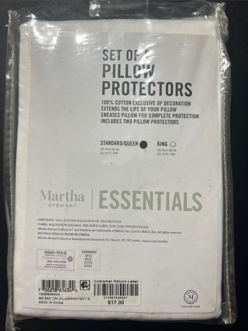 Martha Stewart White Pillow Protectors Set of 2